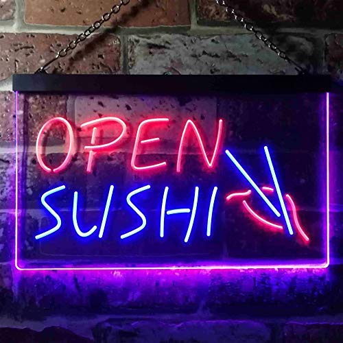 Open Sushi Dual LED Neon Light Sign